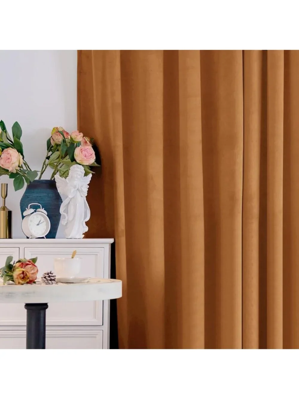 Luxurious Orange Velvet Curtains, 2 Panels, 52x102 Inch - Perfect for Living